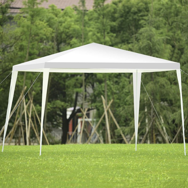 Costway Outdoor 2-Tier 10'x10' Gazebo Canopy Shelter Awning Tent Patio Garden Screw-free structure Brown