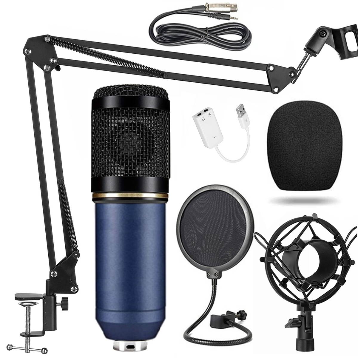 Condenser Microphone Kit Pro Audio Studio Recording & Brocasting Podcasts Set BM-800