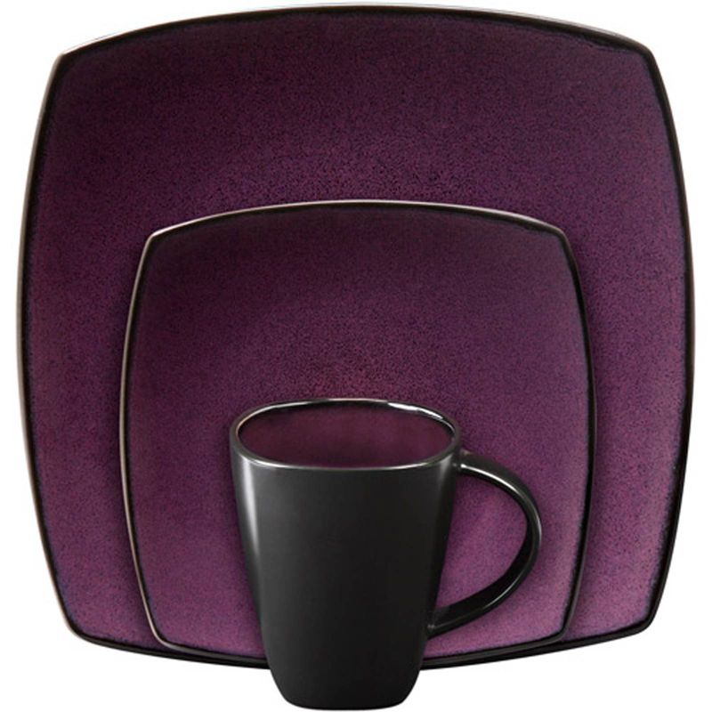 Gibson Home 16pc Stoneware Soho Lounge Dinnerware Set Purple