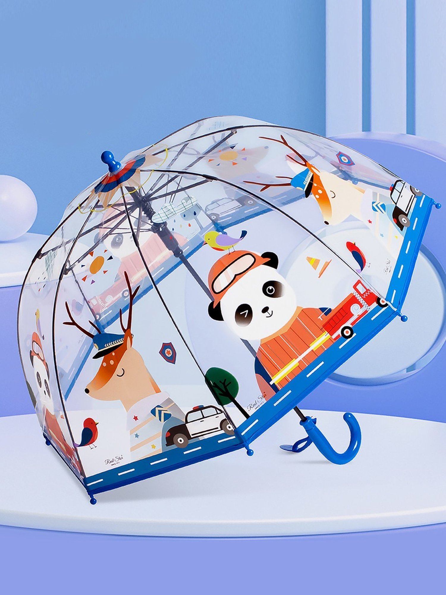 Little Surprise Box Blue Polyester Printed 2 Fold Umbrella
