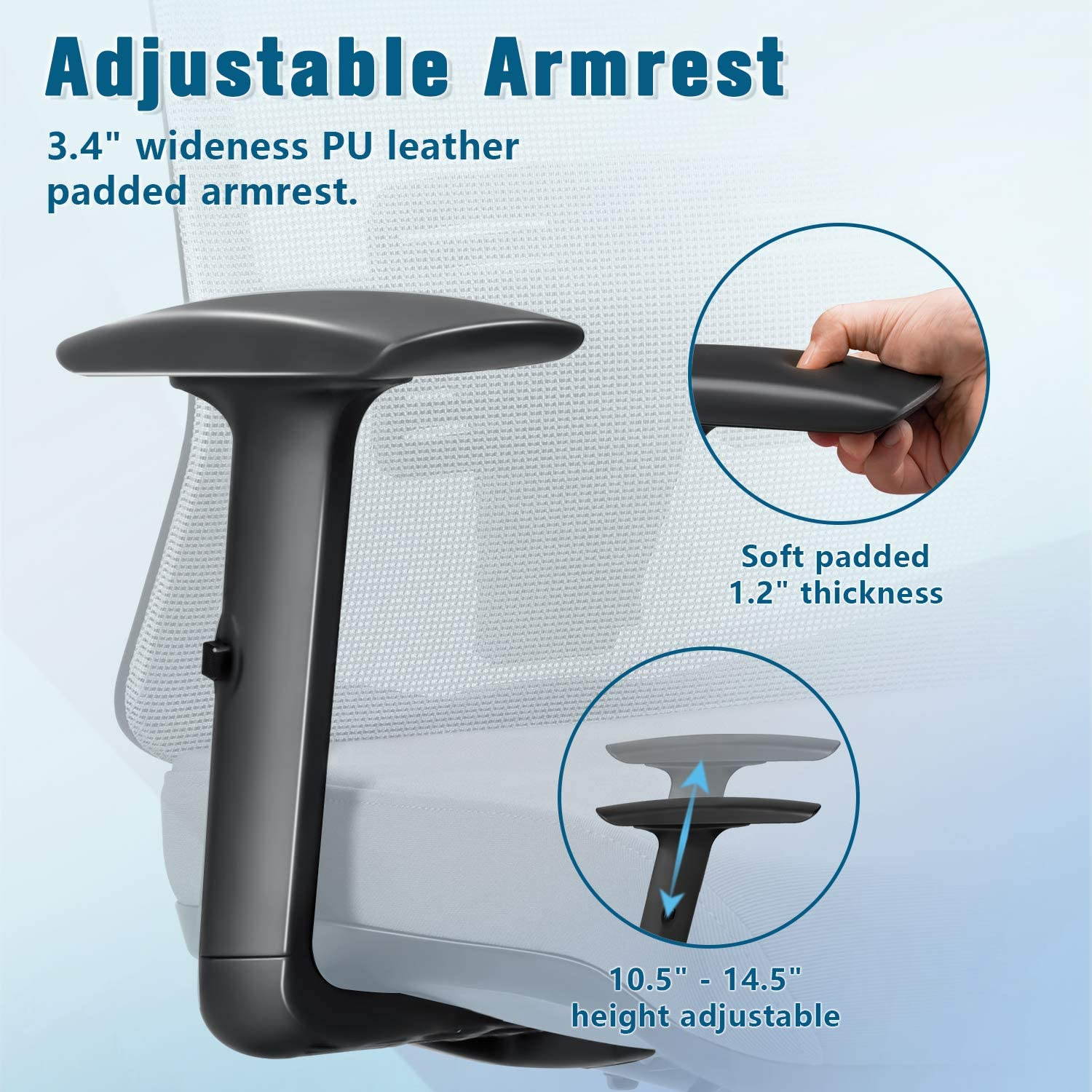 Furmax Ergonomic Office Chair High Back Desk Chair Mesh Computer Chair with Adjustable Headrest, Lumbar Support, Armrests and Clothes Hanger (Black)