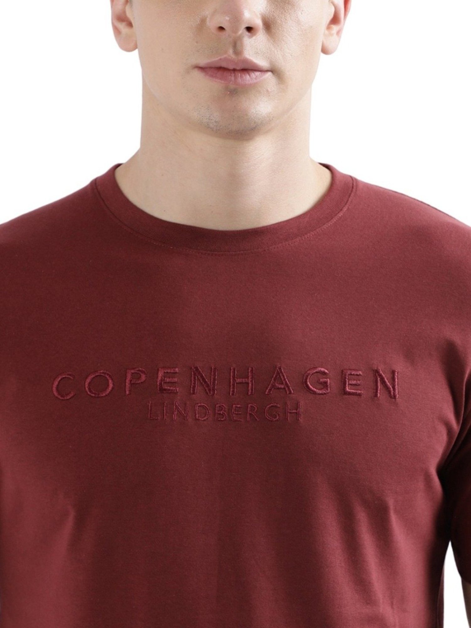 Lindbergh Maroon Regular Fit T-Shirt