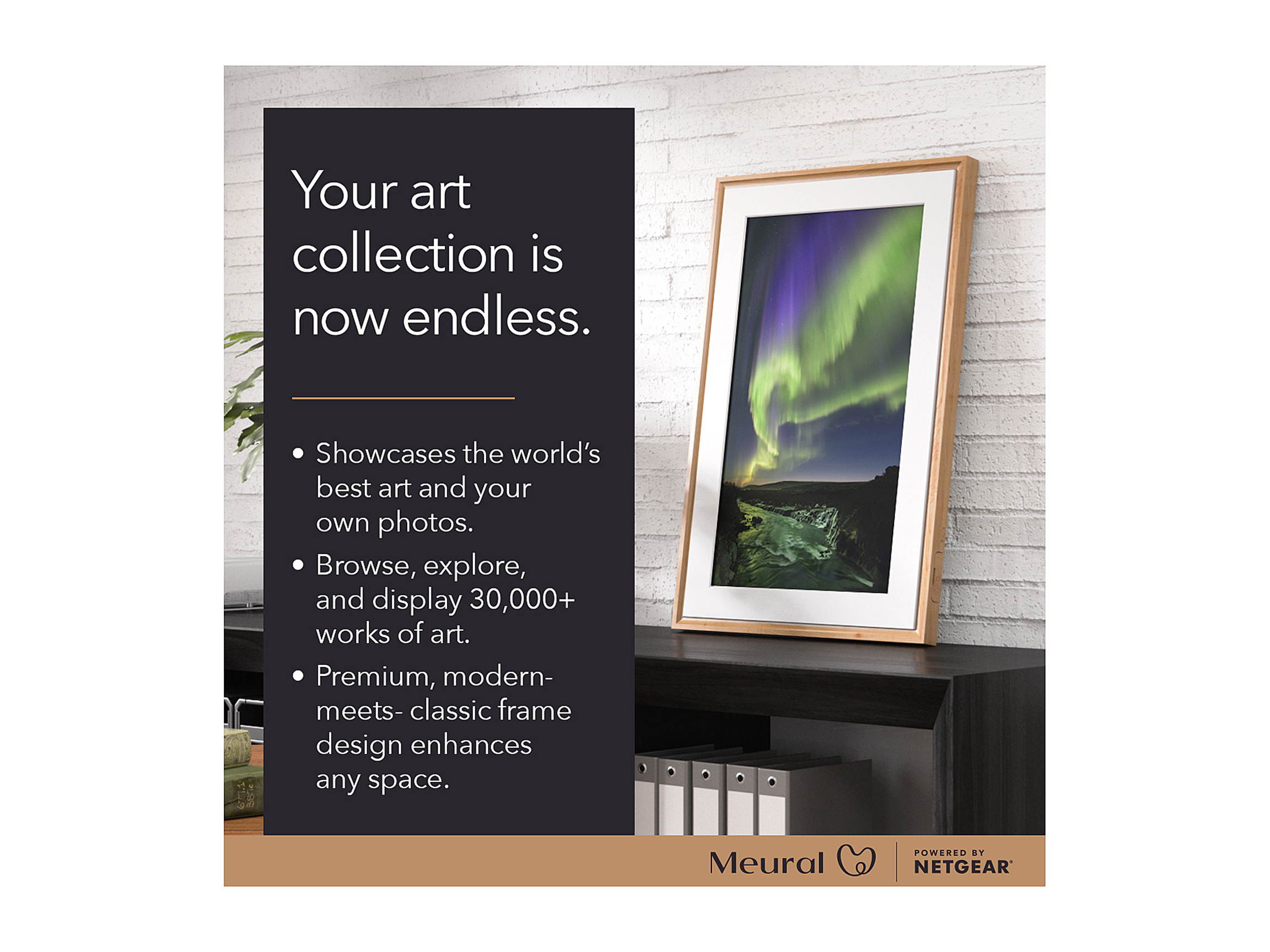 NETGEAR Meural Canvas II - the Smart Art Frame with 27 in. HD Digital Canvas | 19 x 29 White Frame | Wi-Fi-Connected (MC327WL)