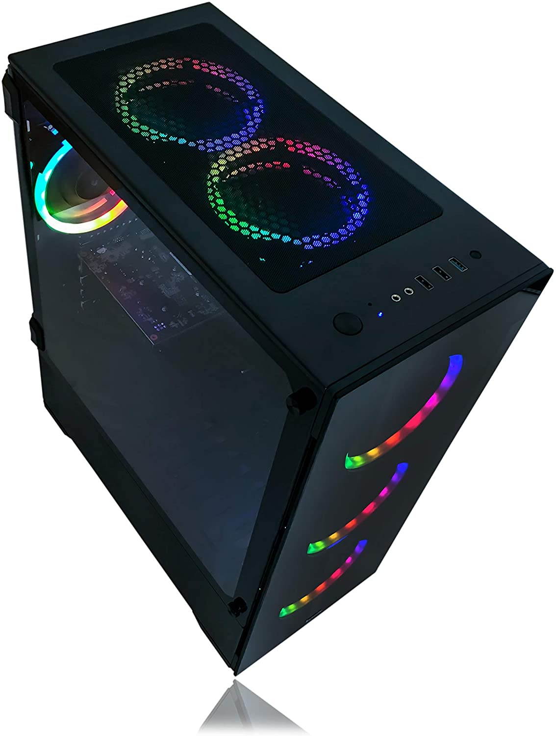Gaming PC Desktop Computer Intel i5 3.10GHz,8GB Ram,1TB Hard Drive,Windows 10 pro,WiFi Ready,Video Card Nvidia GTX 650 1GB, 6 RGB Fans with Remote