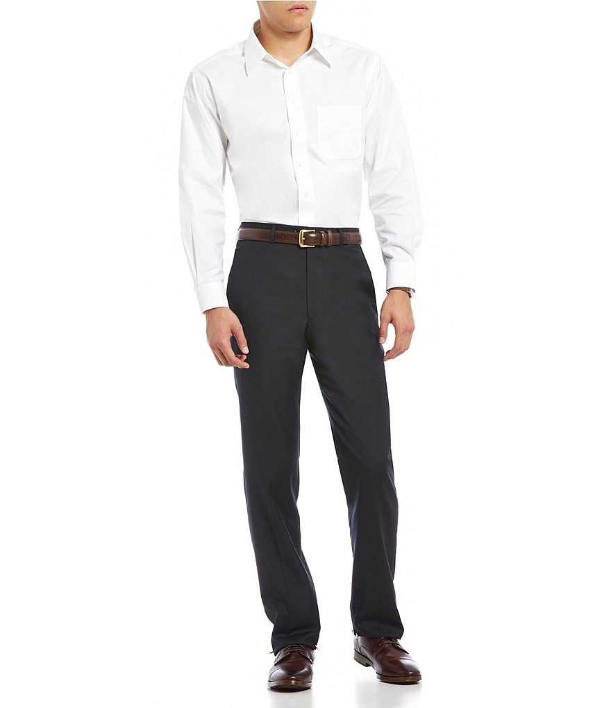Santorelli Luxury Modern-Fit Flat Front Wool Dress Pants