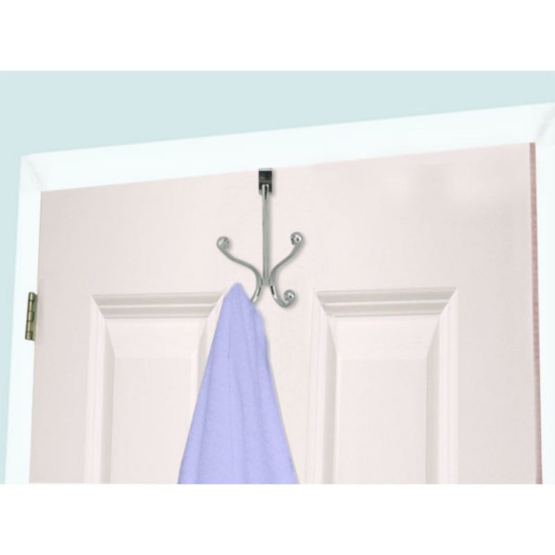 Home Basics Over the Door Double Hanging Hook, Chrome