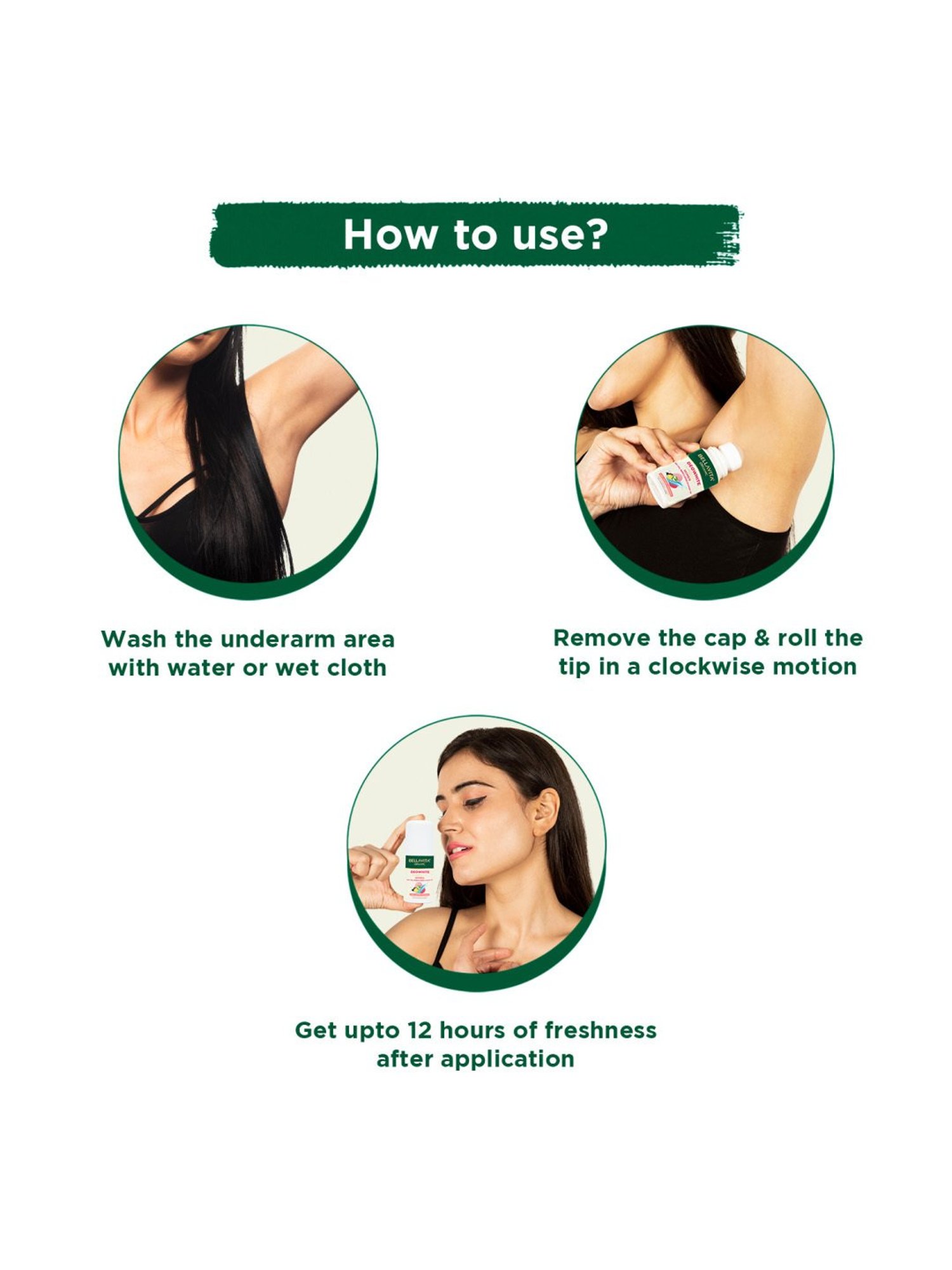 Bella Vita Organic Deo White Underarm Whitening Natural Roll On Deodorant for Women - 50 ml