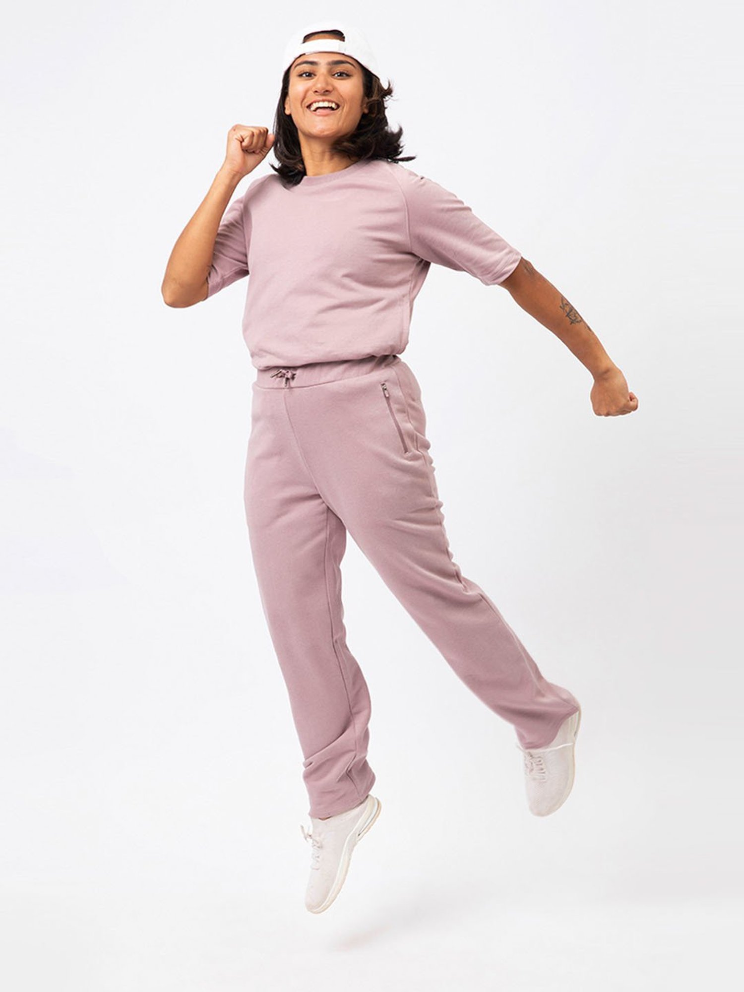 BlissClub Women Lavender Everyday Cozy Straight Joggers With 2 Zippered Side Pockets