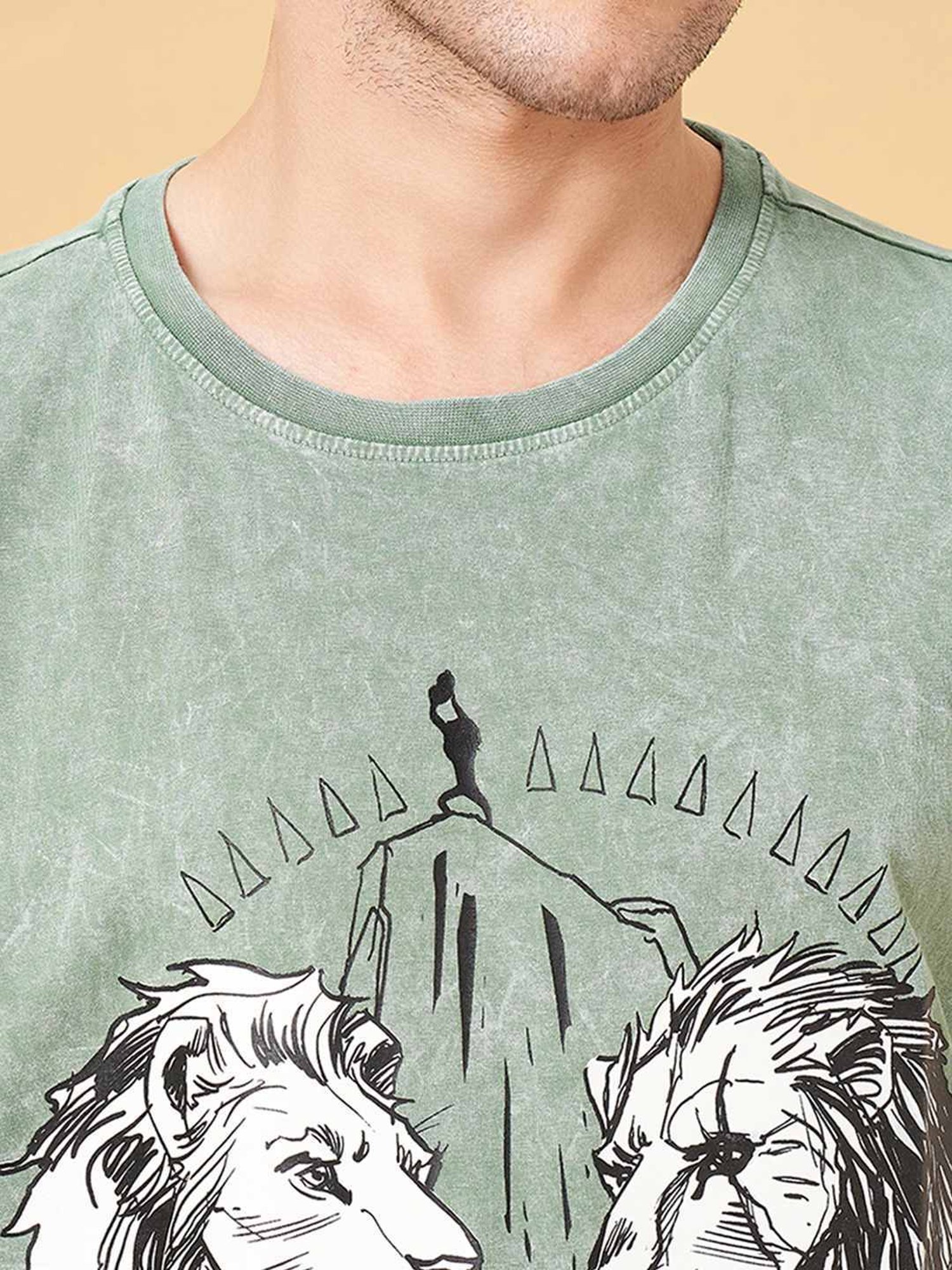 SF Jeans by Pantaloons Frosty Green Cotton Regular Fit Printed Vest