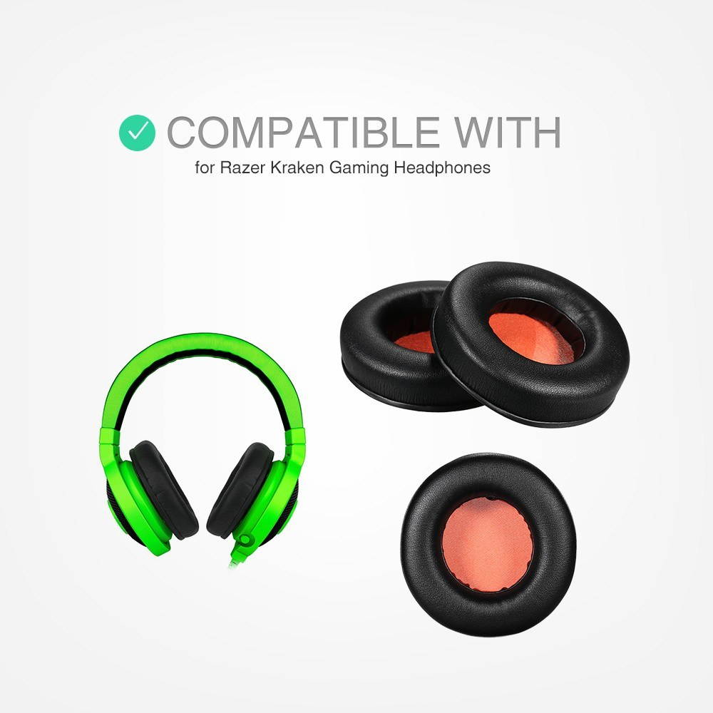 Replacement Memory Ear Pad Protein Leather Around Ear Cups Cushion Cover for Razer Kraken Gaming Headphones