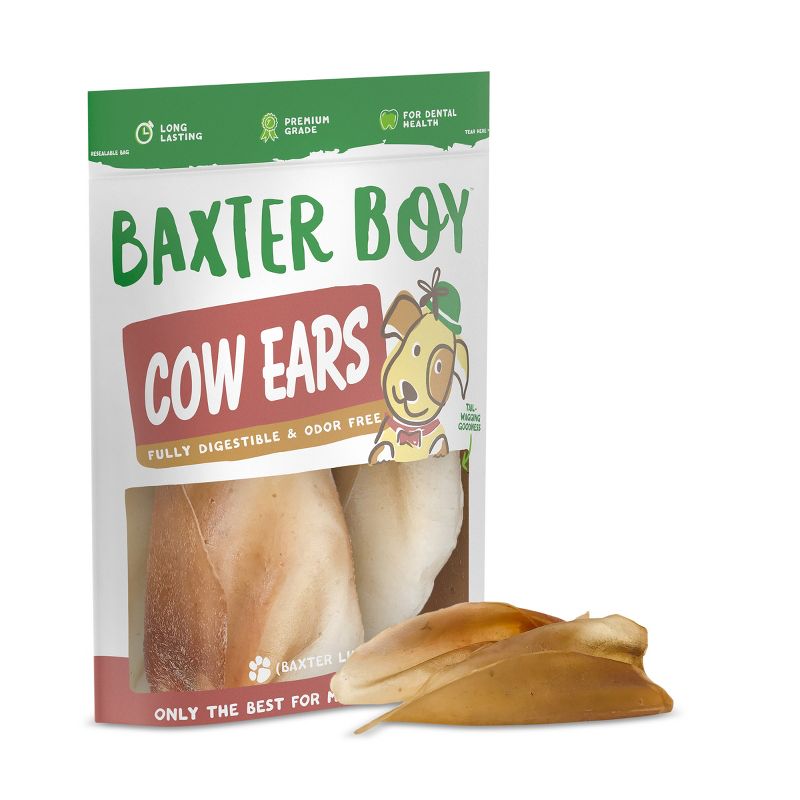 Baxter Boy Natural Cow Ears Beef Dog Treats - 15pk