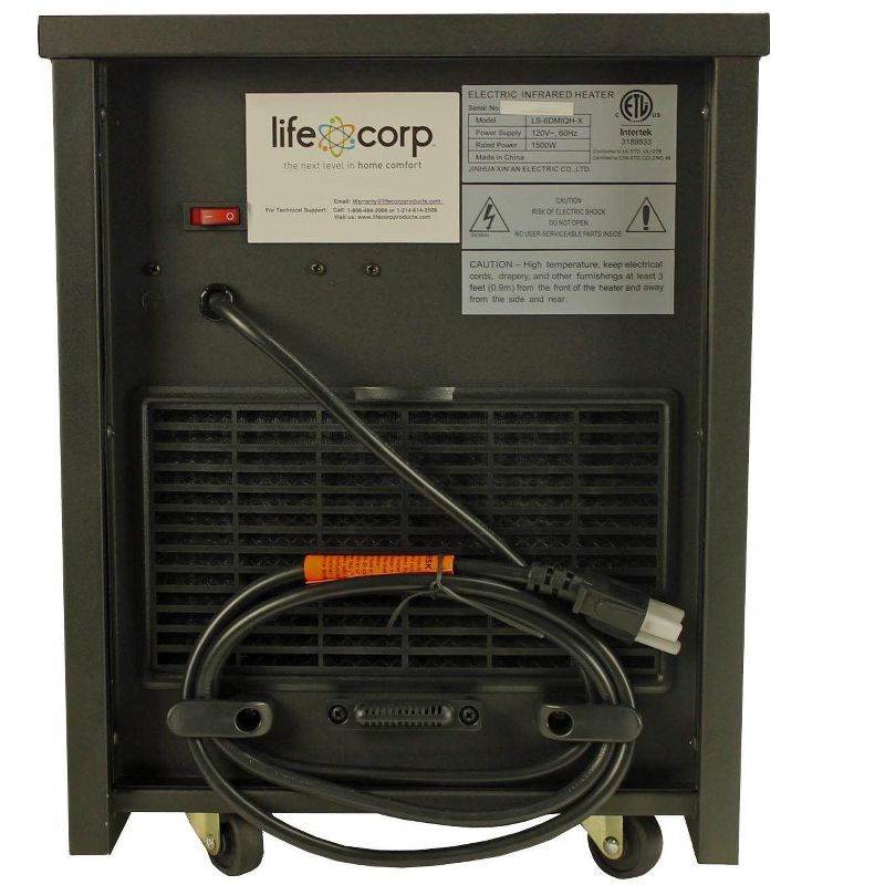 LifeSmart 1500 Watt Portable Electric Infrared Room Space Heater for Indoor Use, Black (2 Pack)