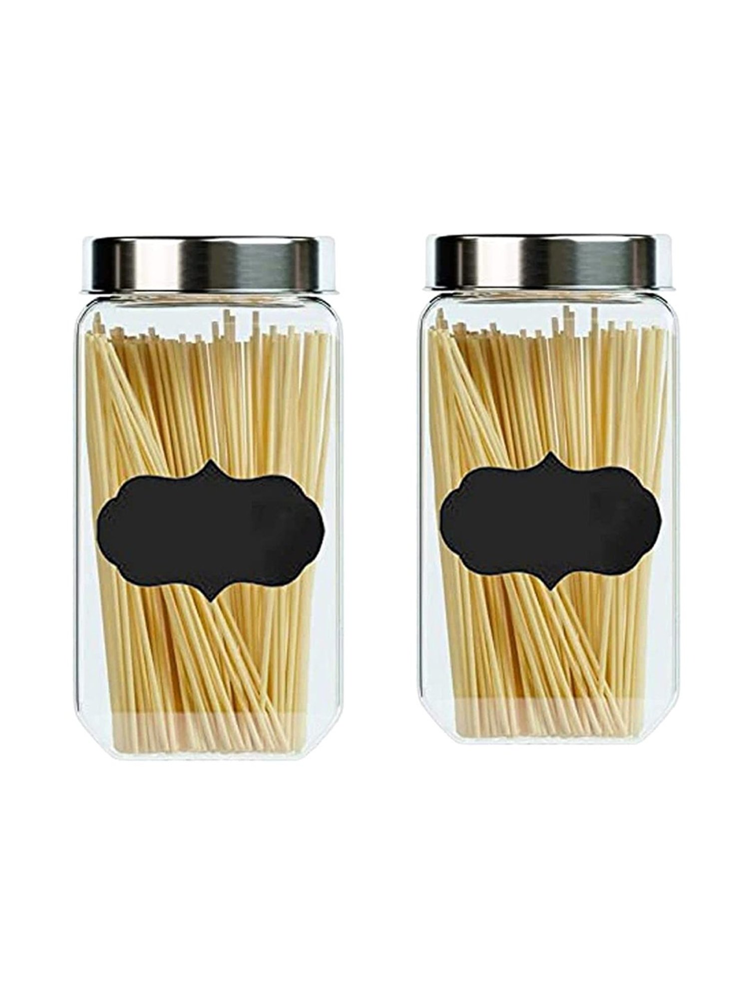 Femora Octo Transparent Glass Storage Jars (2000 ml) - Set of 2