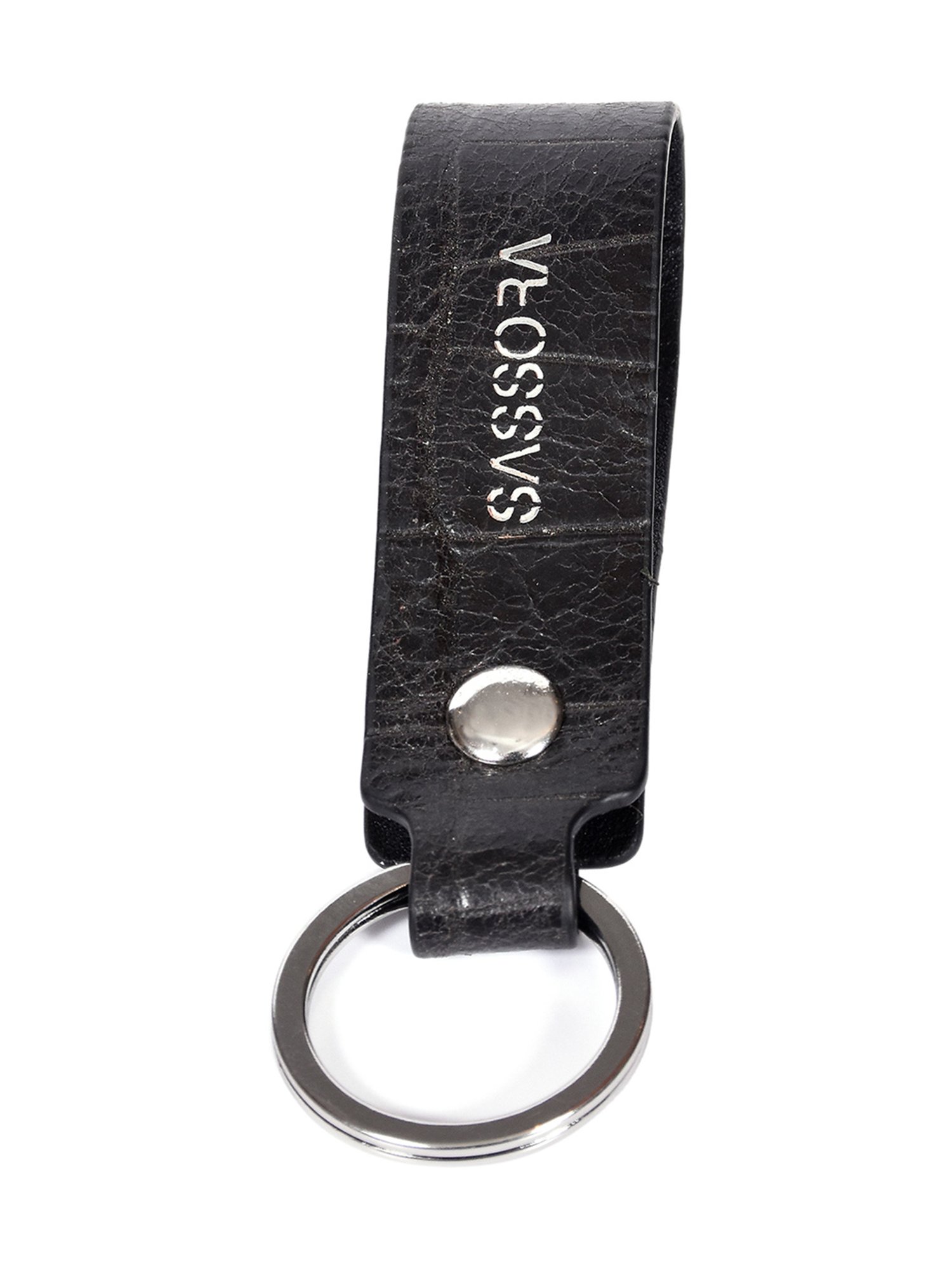 SASSORA Black Leather Keychain Key Ring Holders Anniversary Gift, Birthday Gift - Pack of 2