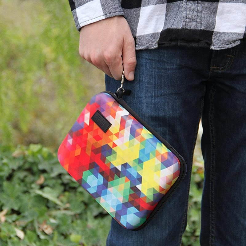 Hard Shell Electronic Organizer Travel Case 7.5 Inch with Weather Resistant Exterior and Large Mesh Accessory Pocket - Compatible with Garmin GPS, Chargers, and More Electronics - Geometric