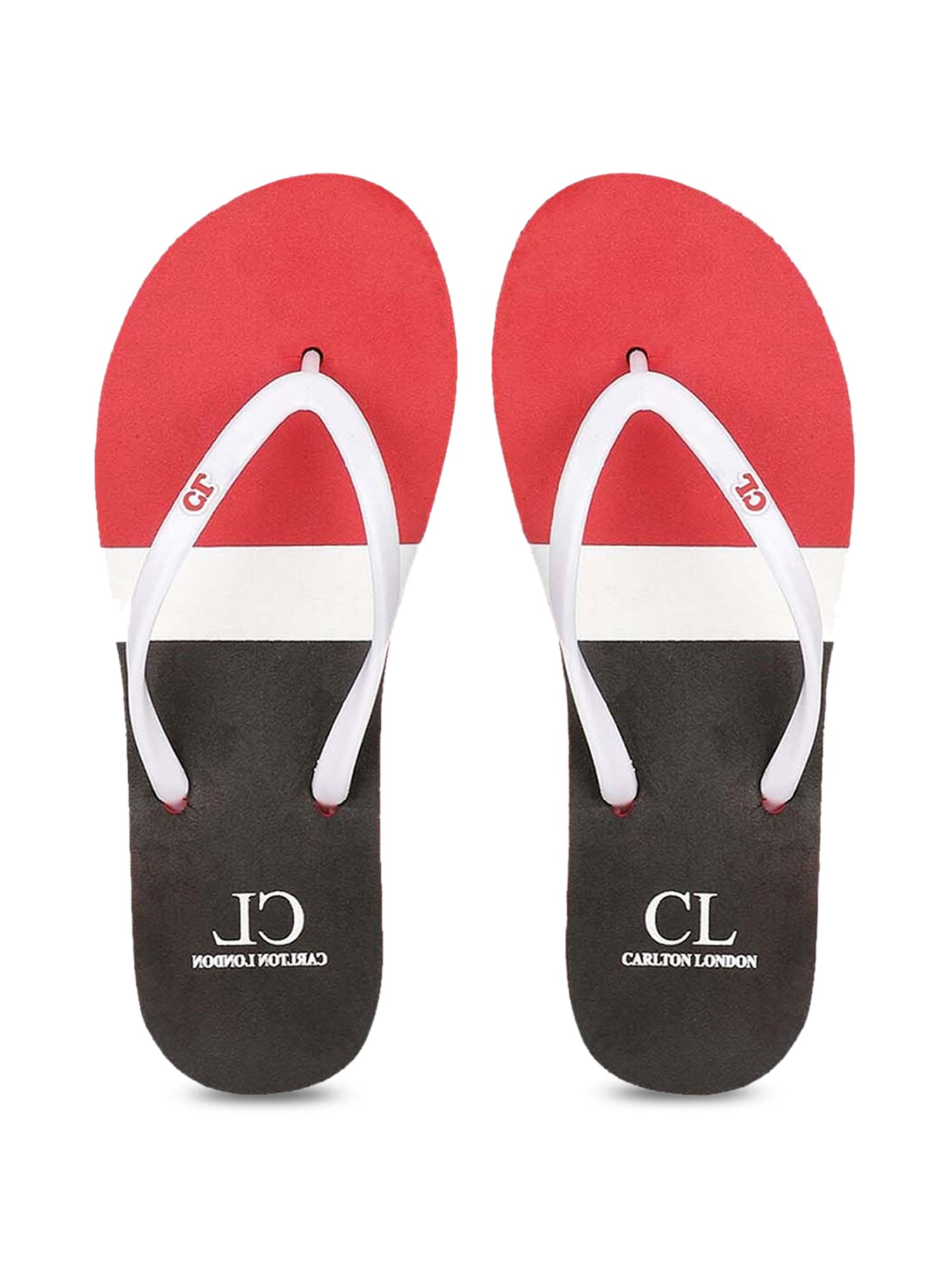 Carlton London Women's White & Red Flip Flops