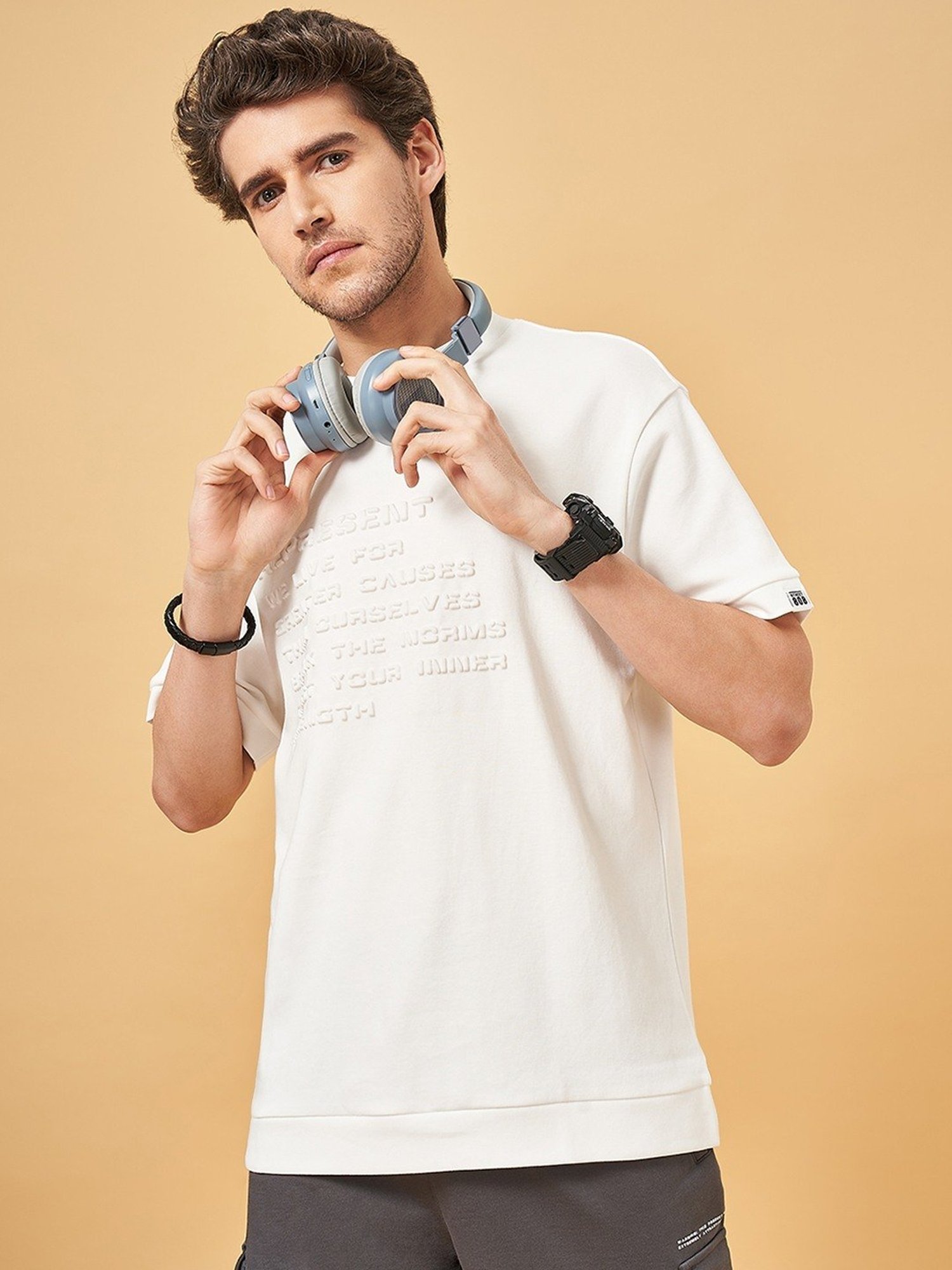 Street 808 By Pantaloons Snow White Boxy Fit T-Shirt