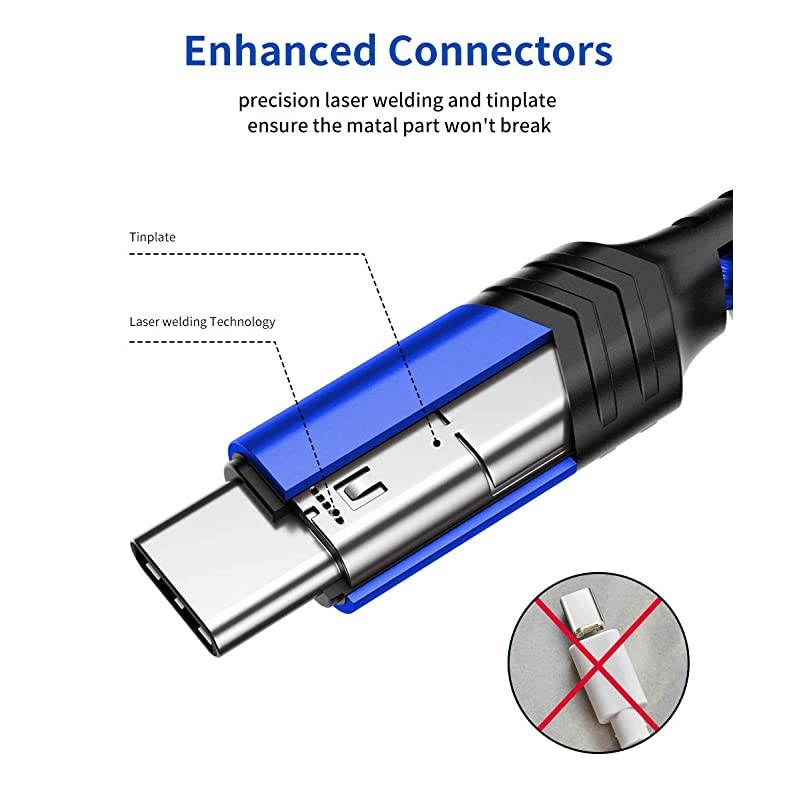 USB Type C Cable 3A Fast Charging 2Pack 66ft  USBA to USBC Charge Braided Cord Compatible with Samsung Galaxy S10 S9 S8 S20 Plus A51 A11Note 10 9 8 PS5 Controller USB C ChargerBlue