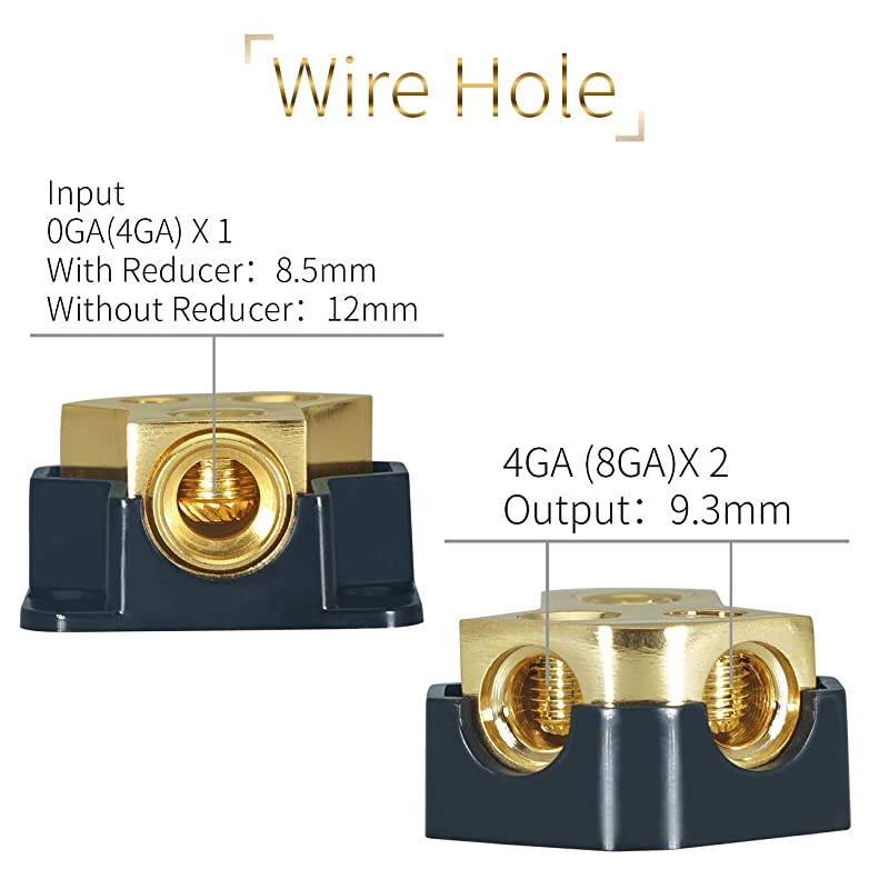 024 Gauge in 4810 Gauge AWG Out Amp Power Distribution Block for Car Audio Splitter2 Way Outputs Power Distributor Block Fuse Holder2 Pack