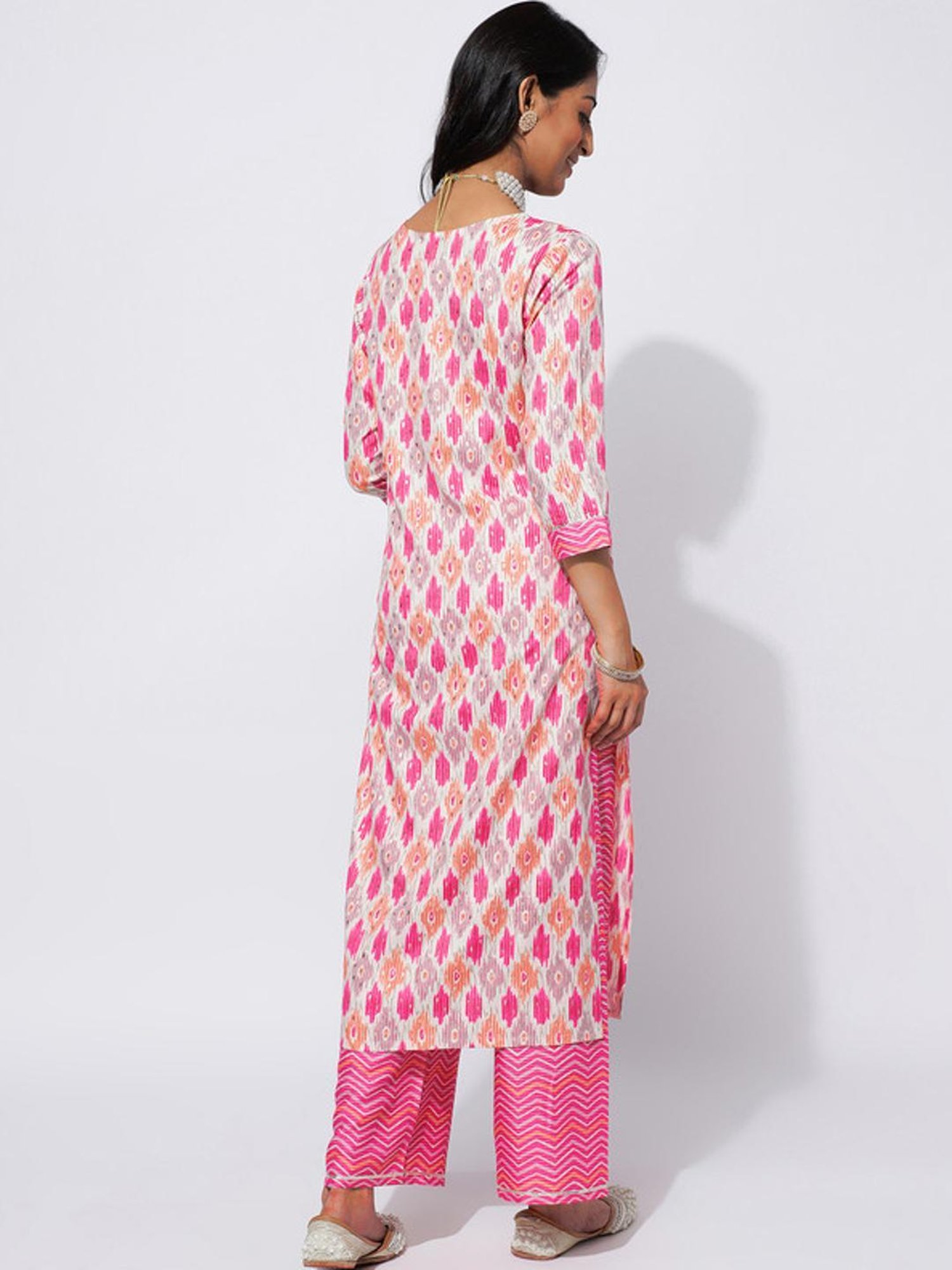 Skylee Pink Printed Kurta Pant Set With Dupatta