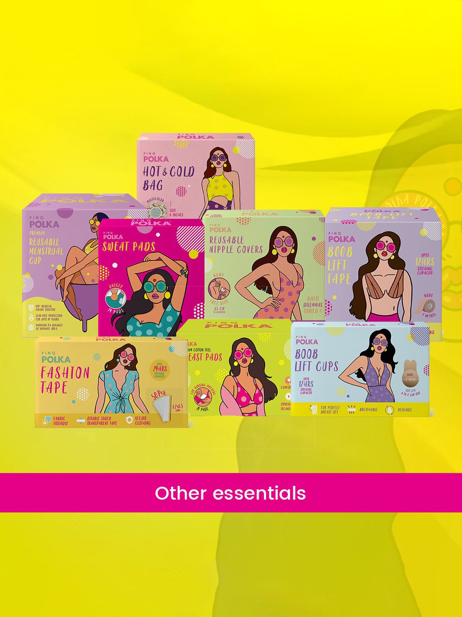 PINQ Polka Premium Cotton Feel Sanitary Pads XL - 40 Pads + 5 Pantliners