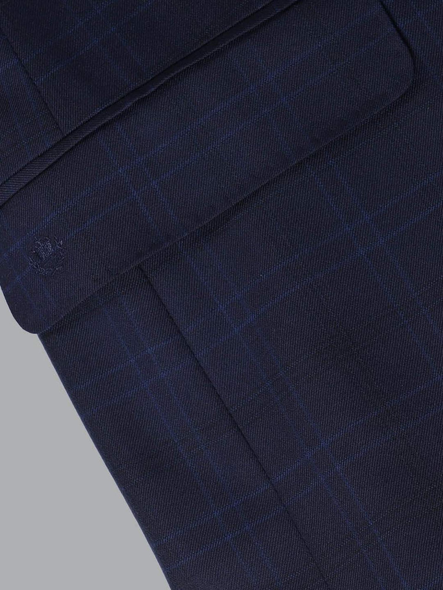 Luxure by Louis Philippe Navy Slim Fit Checks Two Piece Suit