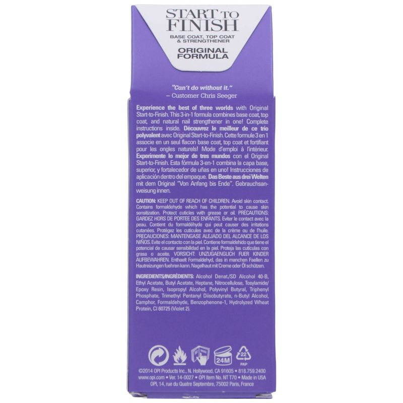 OPI Start to Finish Base Coat, Top Coat and Strengthener – 0.5 fl oz