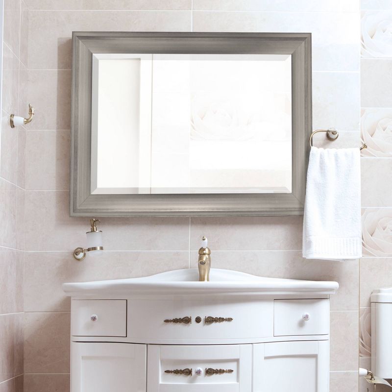 29.5" x 35.5" Two-Toned Frame Mirror Silver - Head West