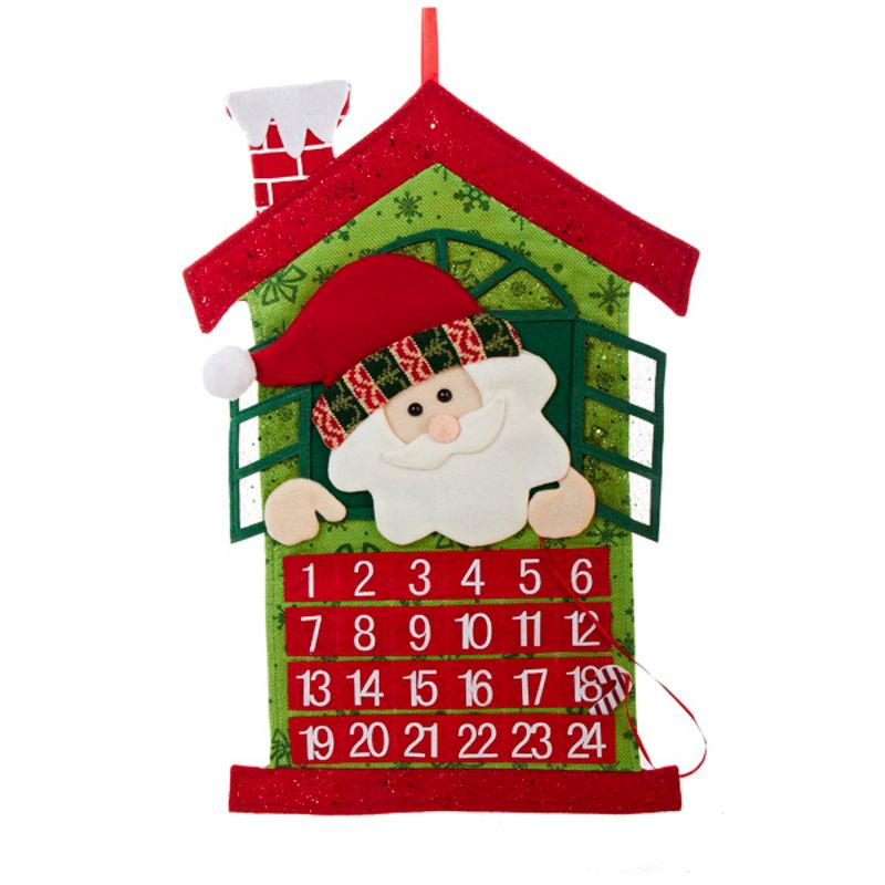 Kurt S. Adler 24" Red and Green Santa Claus Christmas Advent Calendar