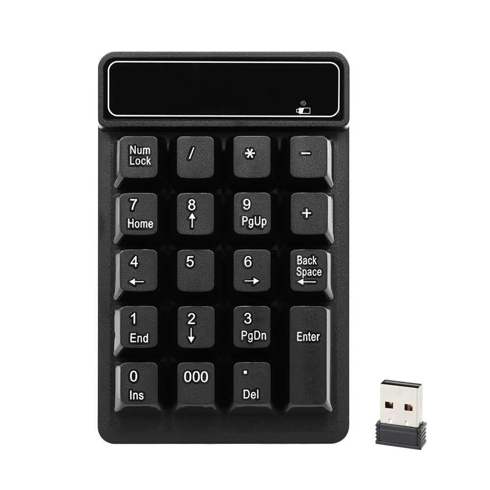 2.4Ghz Wireless Numeric Keypad Mechanical Feel Number Pad Keyboard 19 Keys w/ USB Receiver Water-proof for Laptop Desktop PC