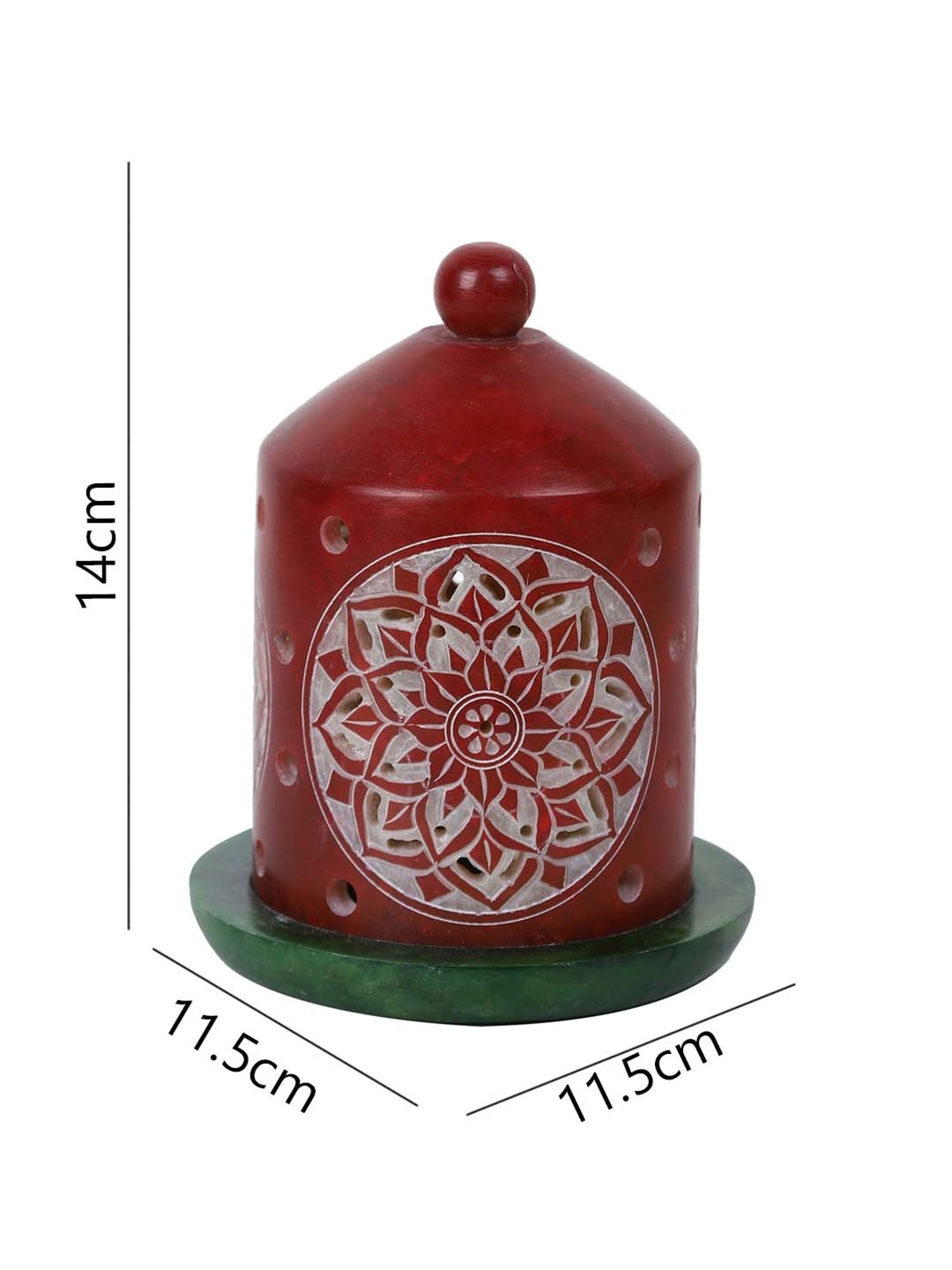 Aapno Rajasthan Red & Green Stone Bell Shaped Tealight Holder