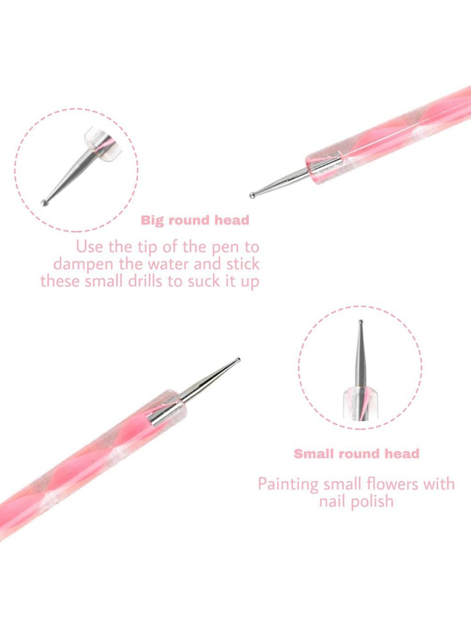 Bronson Professional Nail Art Kit Brush Set with Dotting Pen Dual Side Tool - 5 Pieces