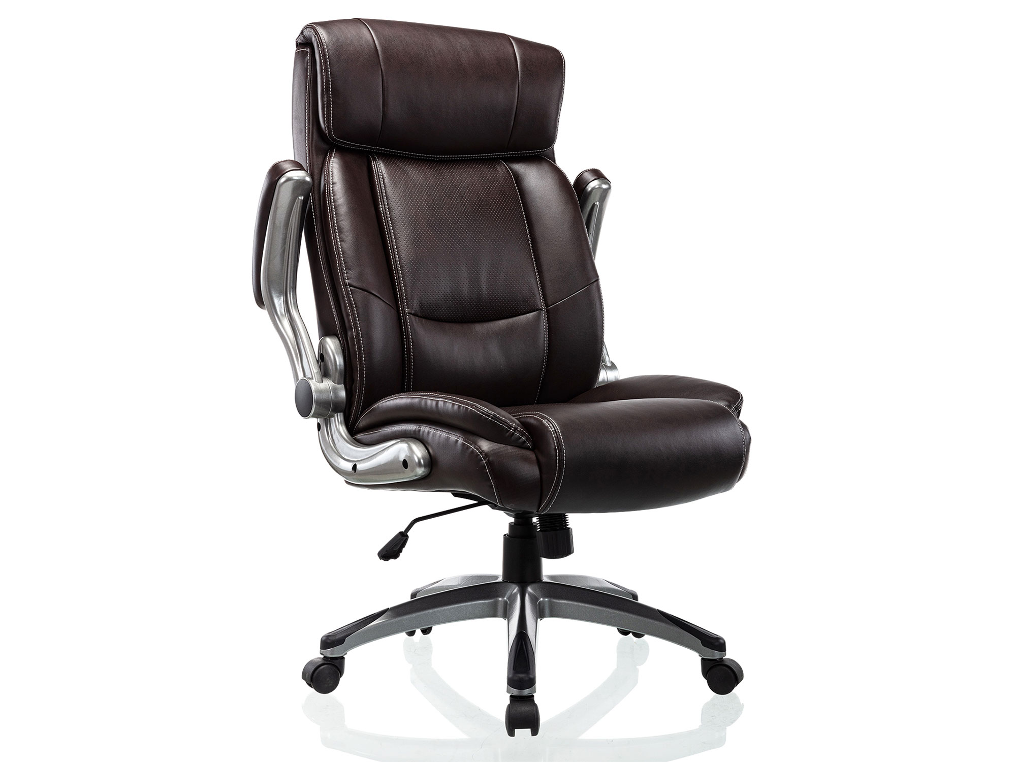 Height Adjustable High Back Computer Office Chair - Flip-Up Armrest Thick Padded Seat and Back Support, Swivel Bonded Leather Executive Task Chair