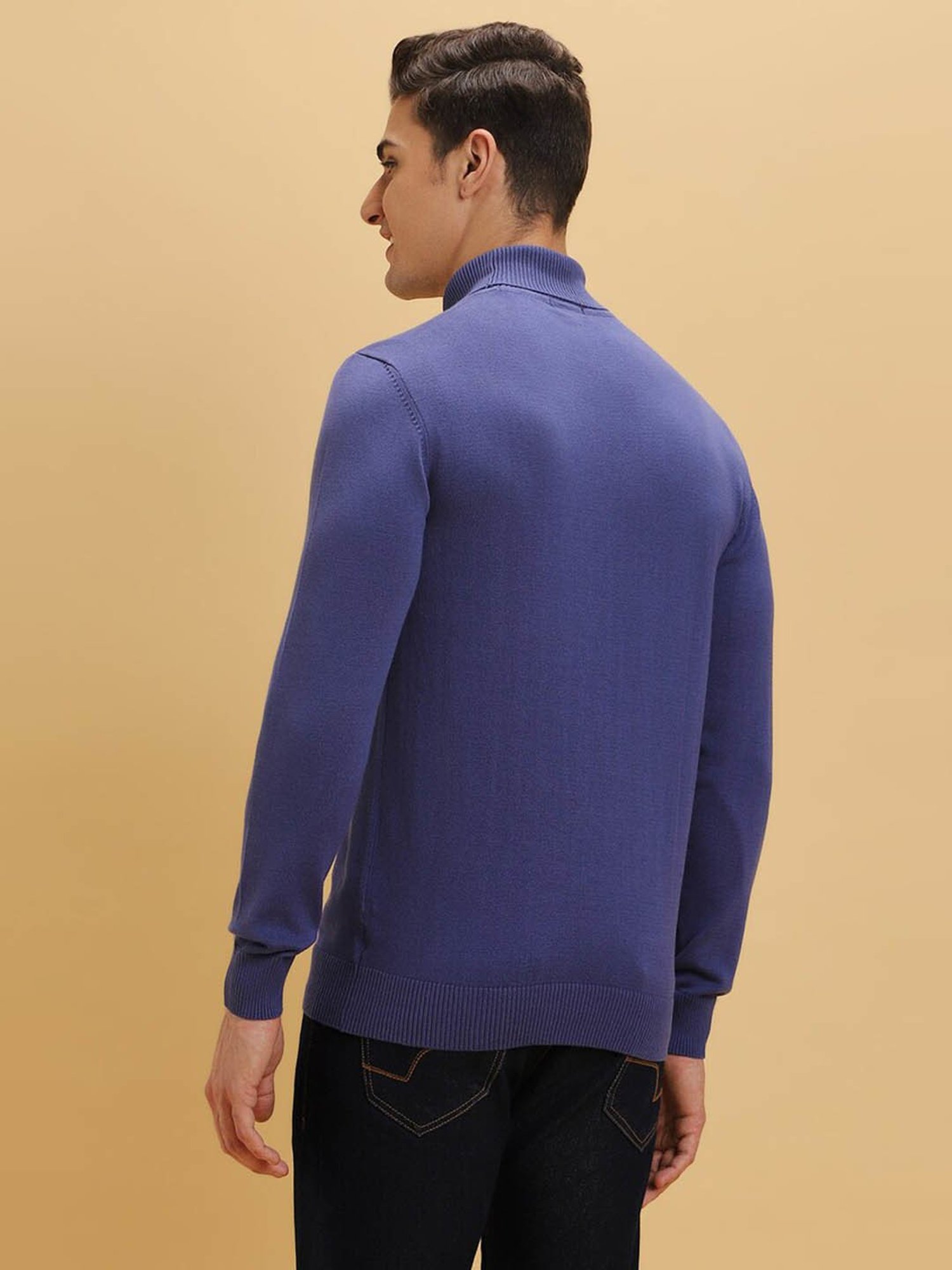 Forever 21 Blue Cotton Regular Fit Sweater