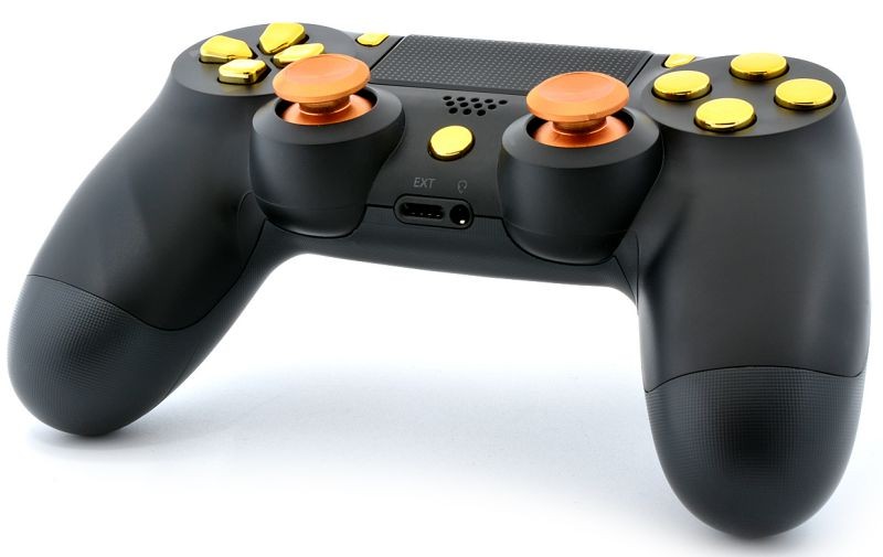 Black/Gold Ps4 PRO Rapid Fire Custom Modded Controller with Aluminum Thumbsticks 40 Mods for COD BO3, Infinite Warfare, Destiny, Ghosts Quick Scope Auto Run Sniper Breath & More