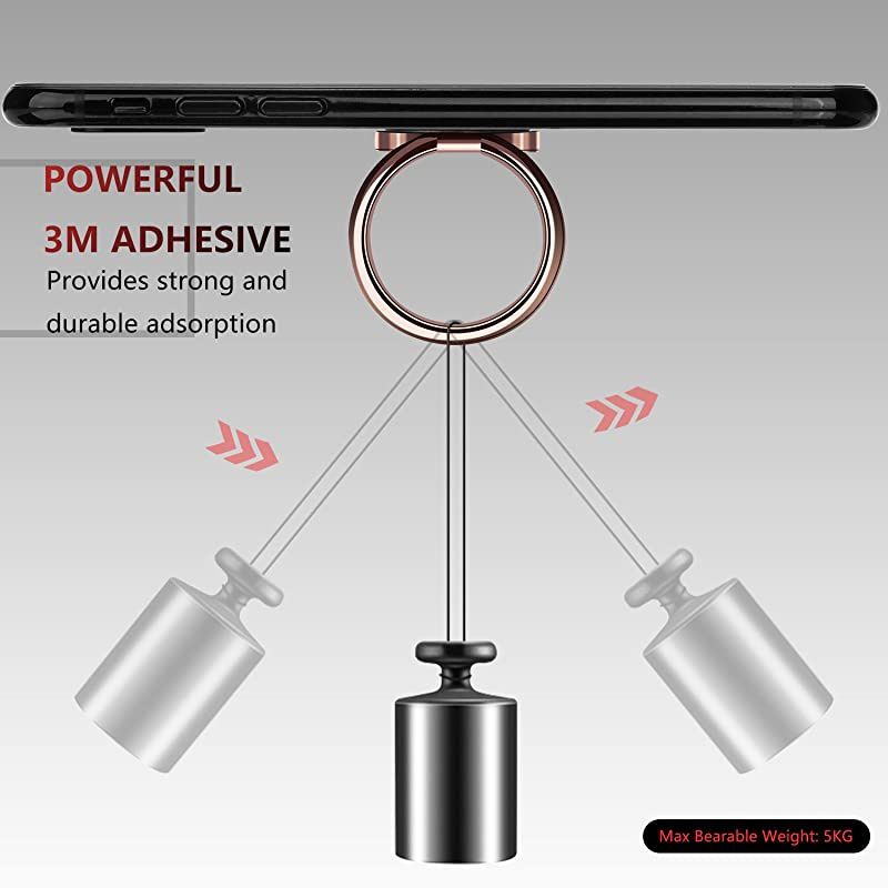 Phone Ring Holder Finger Kickstand -  360&deg; Rotation Metal Ring Phone Stand & Grip for Magnetic Car Mount Compatible with All Smartphones-Rose Gold