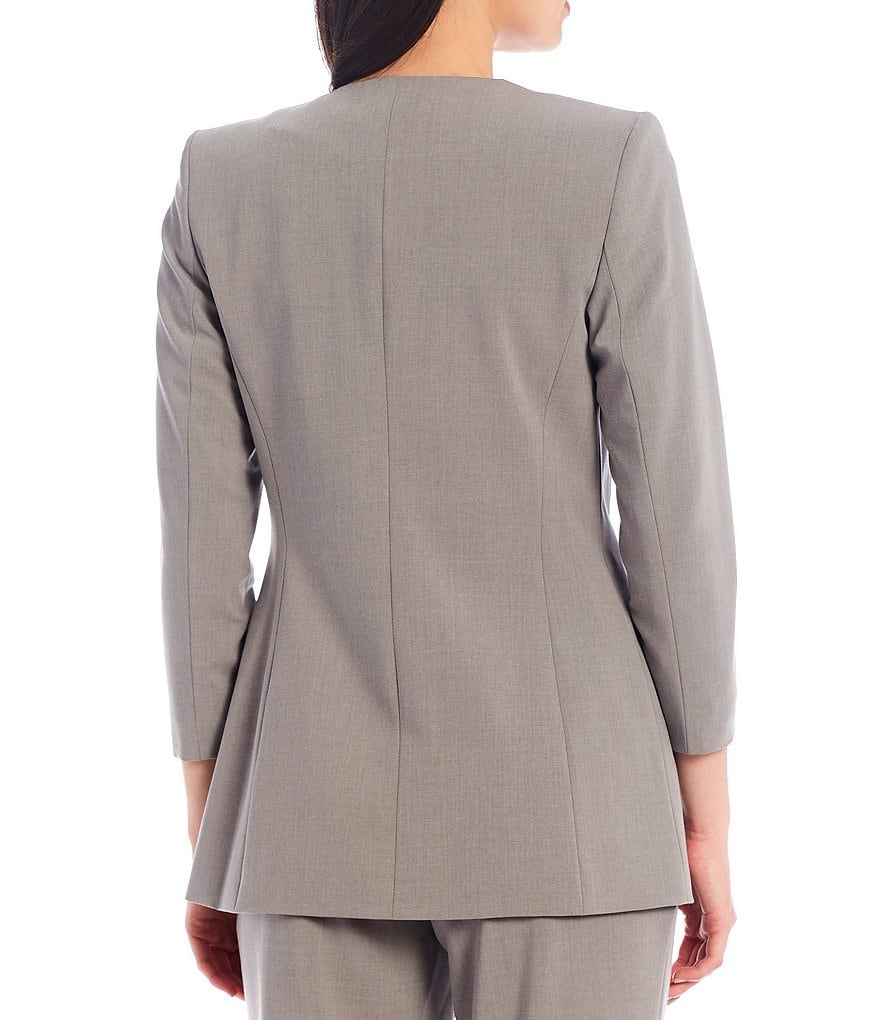 Eva Varro Solid Knit Jersey Notch Lapel Collar Two-Button Jacket