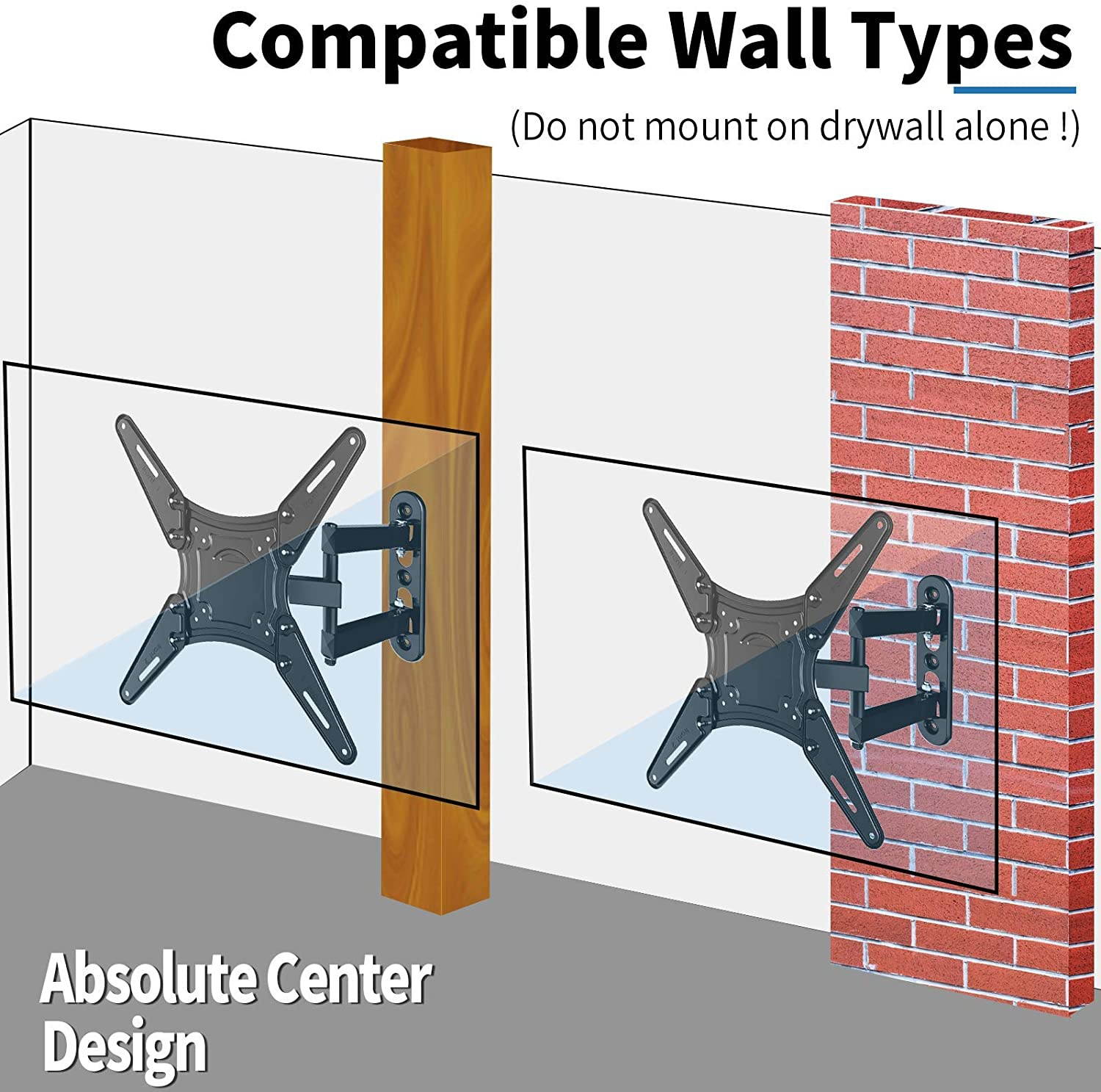 Fozimoa Full Motion TV Wall Mount for Most 26-55 Inch TVs with Swivels, Tilts & Extends, TV Bracket VESA 400x400 Fits LED, LCD, OLED, 4K TVs Up to 66 lbs, Fits Single Stud