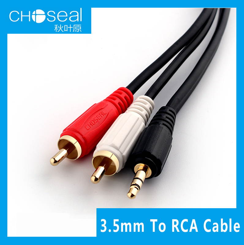 Choseal 3.5mm to 2 male RCA audio cable, 3.5 stereo to 2RCA adapter for phone, headphone, speaker black 3.5 49ft/15m