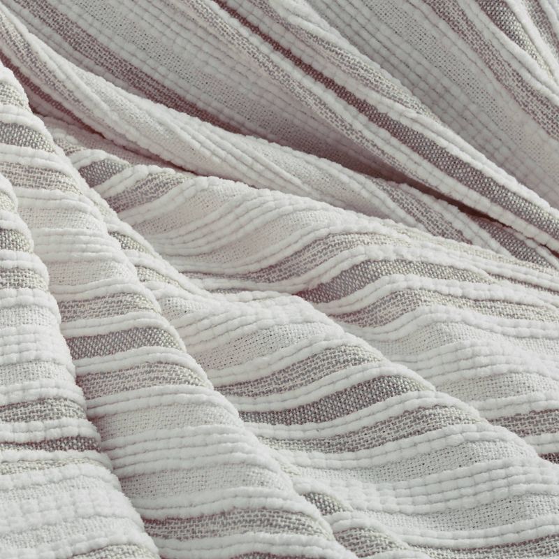 50"x60" Woven Striped Throw Blanket with Corner Tassels Silver - Patina Vie