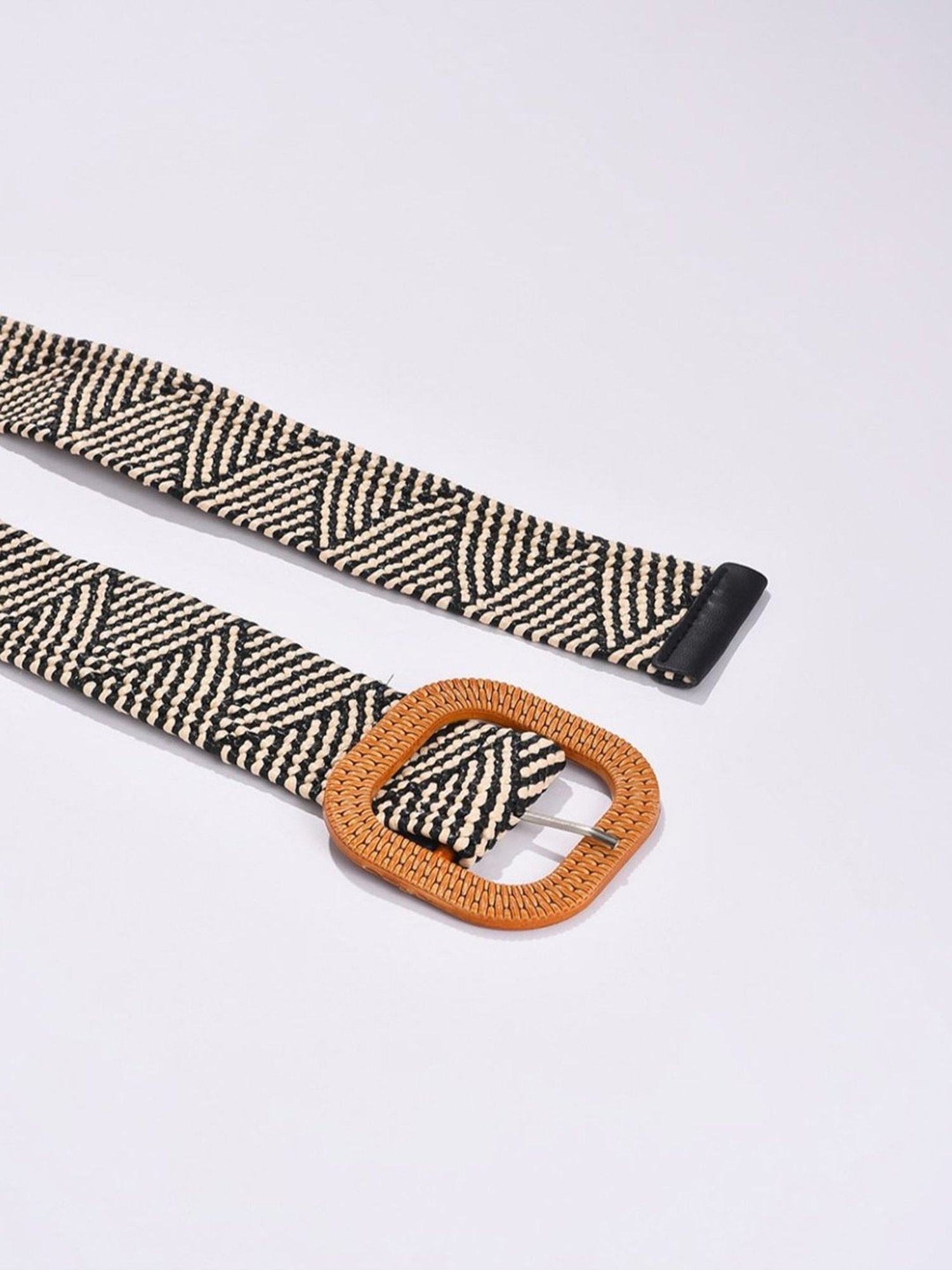 HauteSauce Black Textured Casual Belt for Women