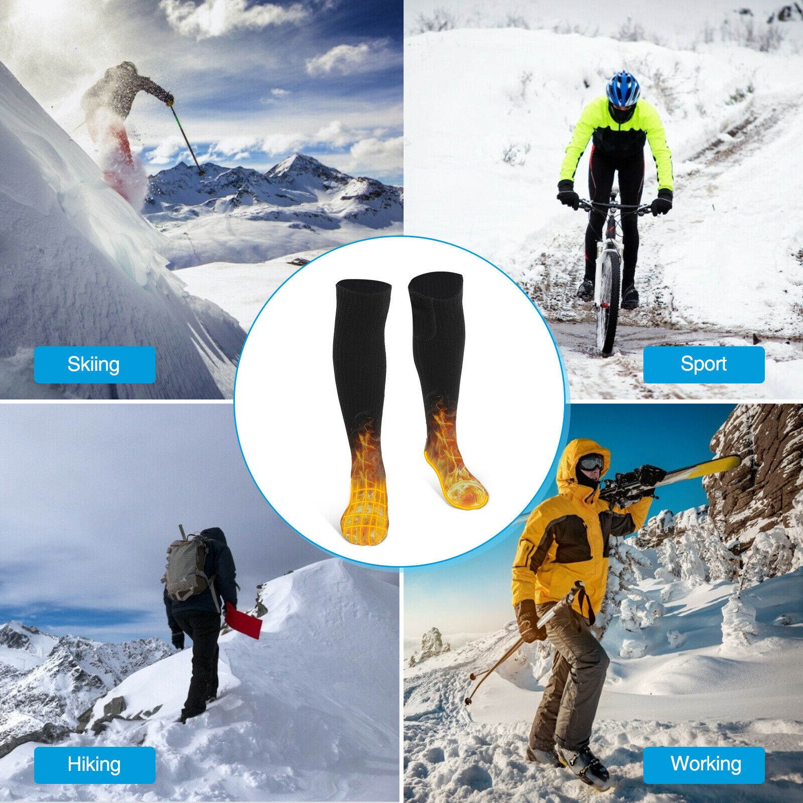 3400mAh Rechargeable Heat Socks  Heated Socks for Men Women