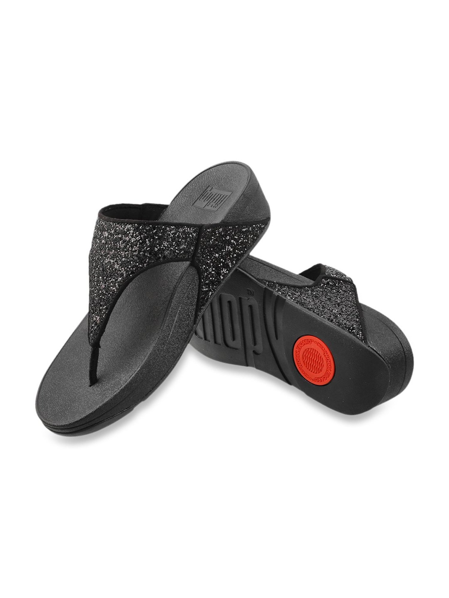 FitFlop Women's Black Thong Wedges
