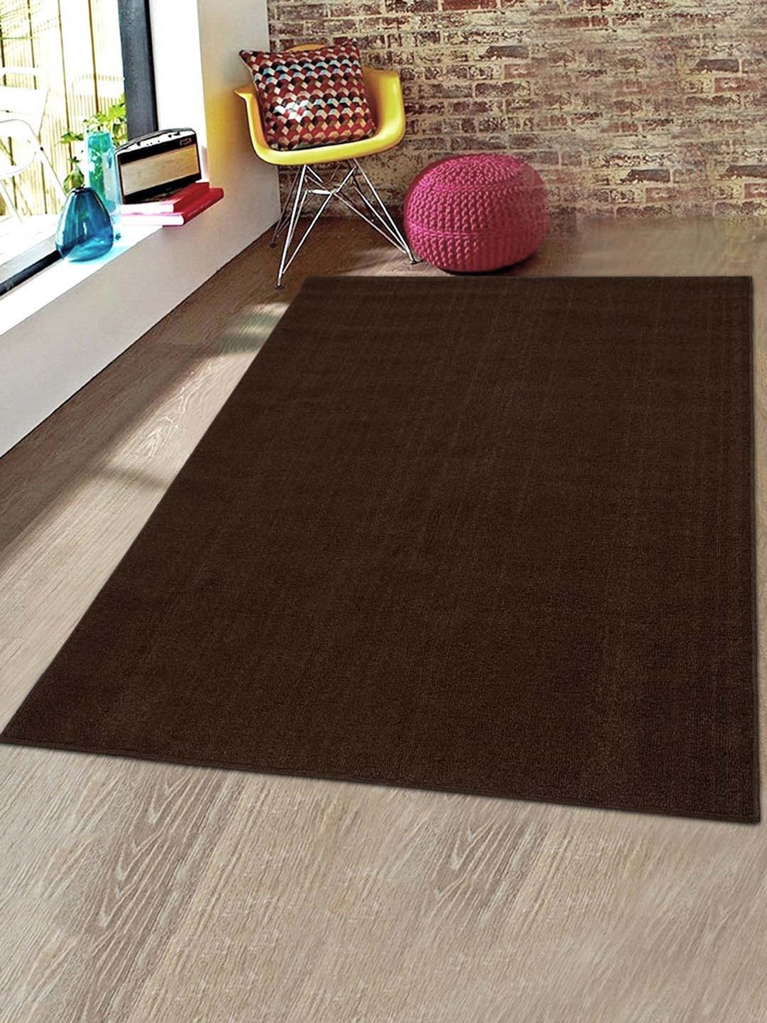 Saral Home Modern Dark Brown Polypropylene Carpet - Set of 1