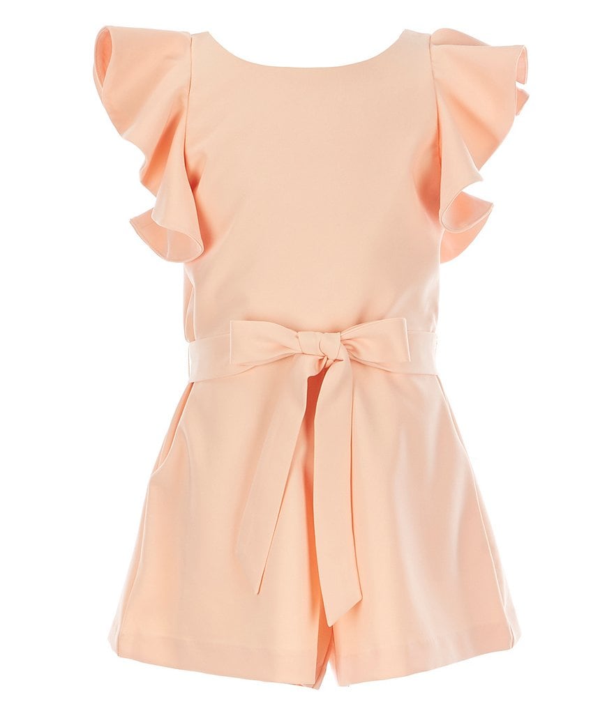 GB Girls Social Big Girls 7-16 Tiered Ruffle-Sleeve Romper