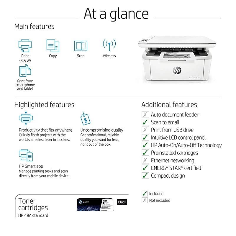 HP LaserJet Pro M29w Wireless All-in-One Laser Printer, Works with Alexa (Y5S53A)