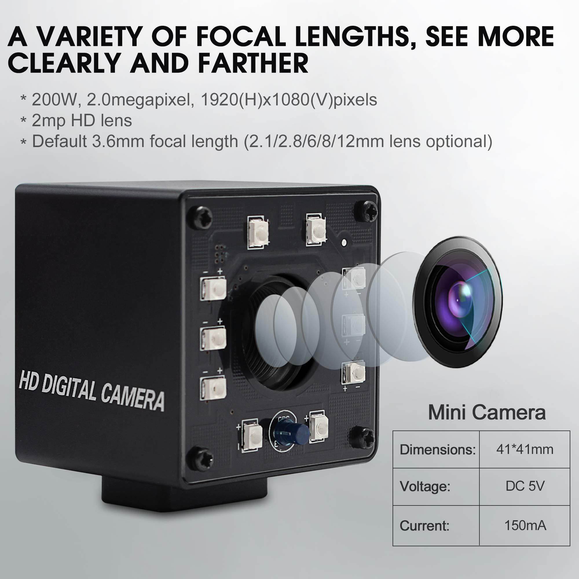 2MP HD Web Camera Night Vision Webcam 1080P Mini Monitor USB Camera Module Infrared CMOS Webcamera Full HD 2MP 60FPS Video Industrial Camera 10pcs Ir LED