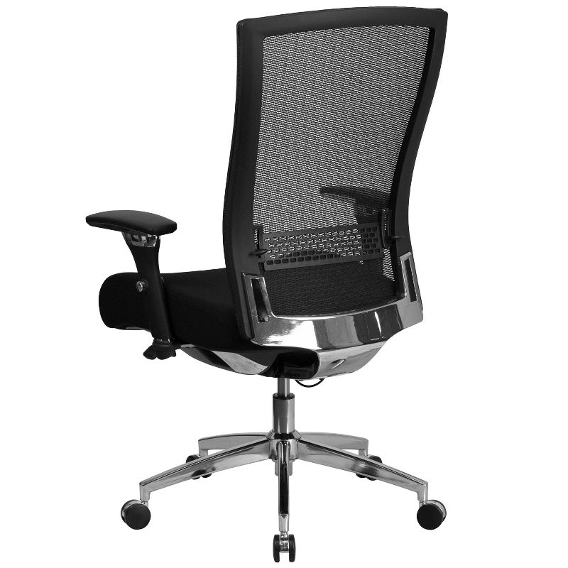 47.5" Fabric Multi function Executive Swivel Ergonomic Office Chair with Seat Slider & Lumbar Black - Riverstone Furniture
