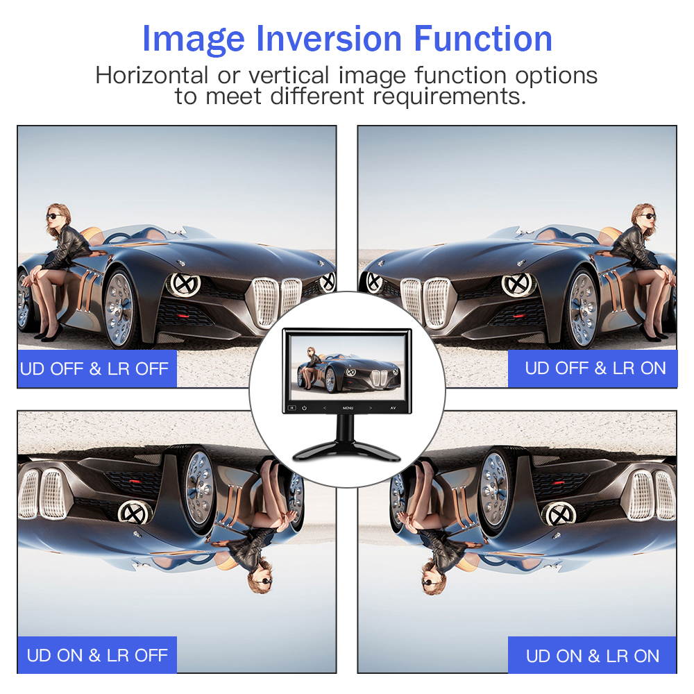 7''LCD  Monitor 140&deg;for Car Office Home Security HDMI VGA with Remote Control