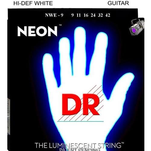 DR Strings - NEON - HI-DEF-WHITE - Electric Guitar Strings - Lite - NWE-9 - 9-42